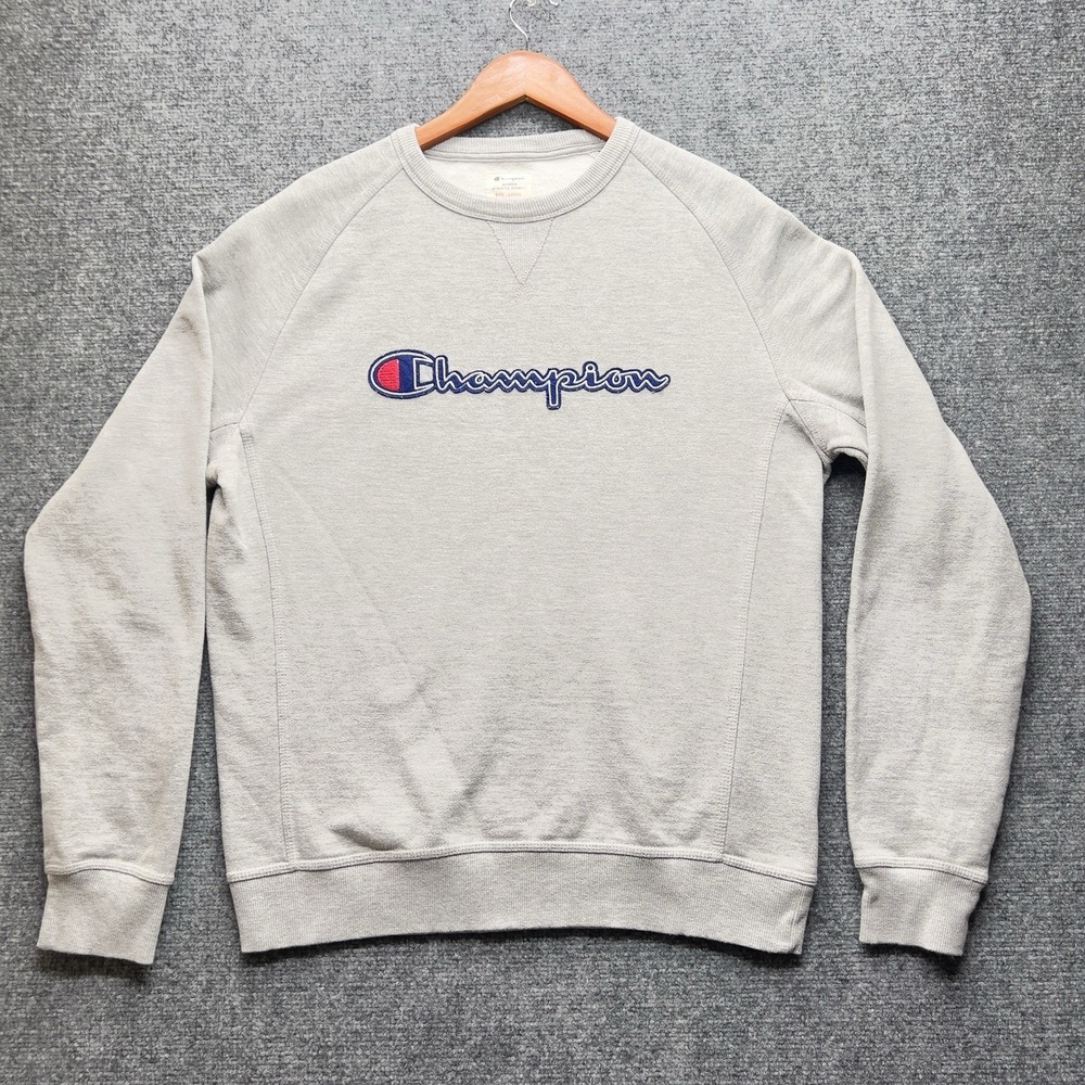 Champion Reverse Weave Sweatshirt Mens Large Gray Pullover Fleece Logo Spellout‎